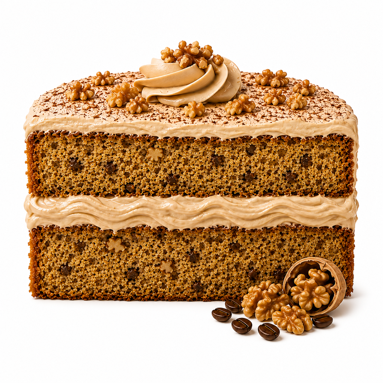 Coffee and walnut sponge with coffee buttercream